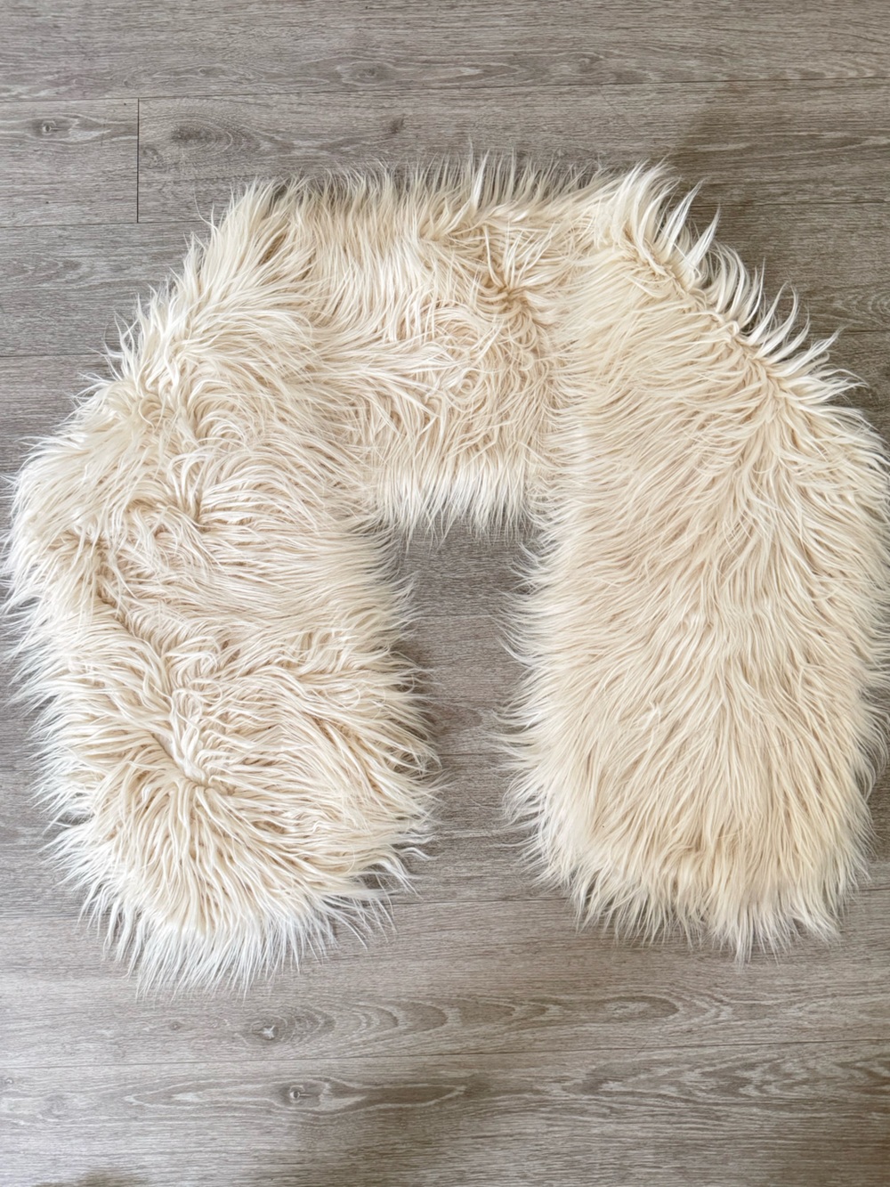 BEBE Faux Fur Scarf Stole Ivory Egret 68” Long One Size